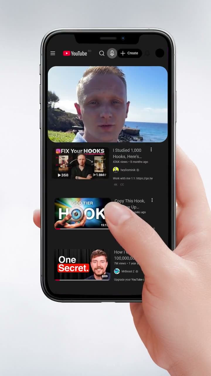 Phone screen featuring a video hook study